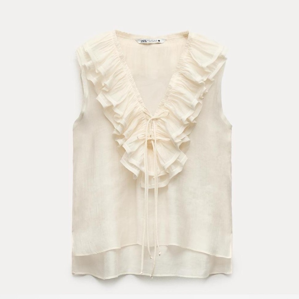Zara Cream Ruffled Blouse